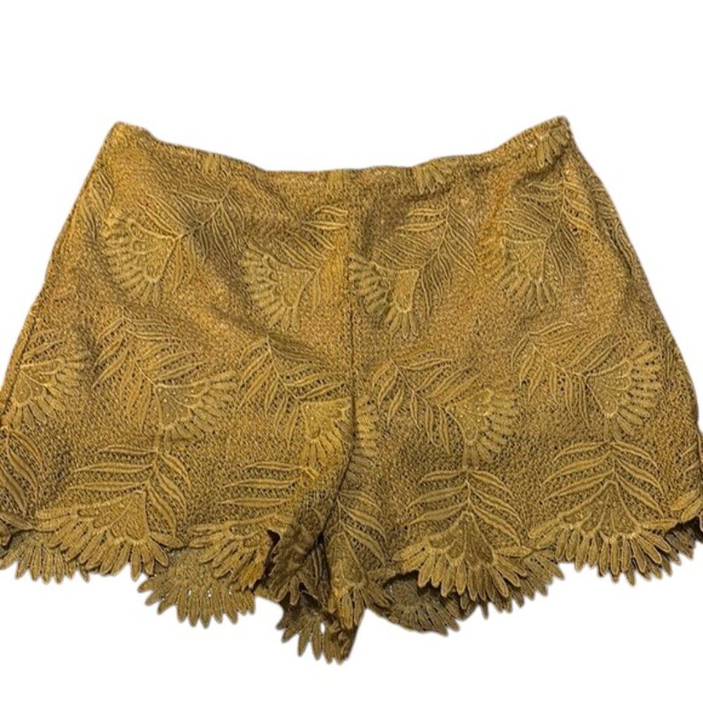 Sadie & Sage Mustard Lace High Waist Shorts
